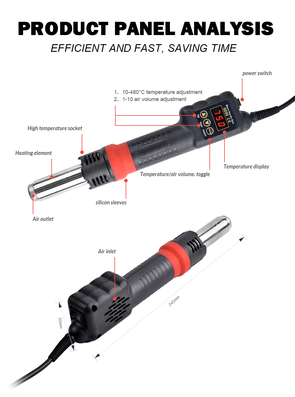 8899-5-US Hot air gun two in one 6974865217238