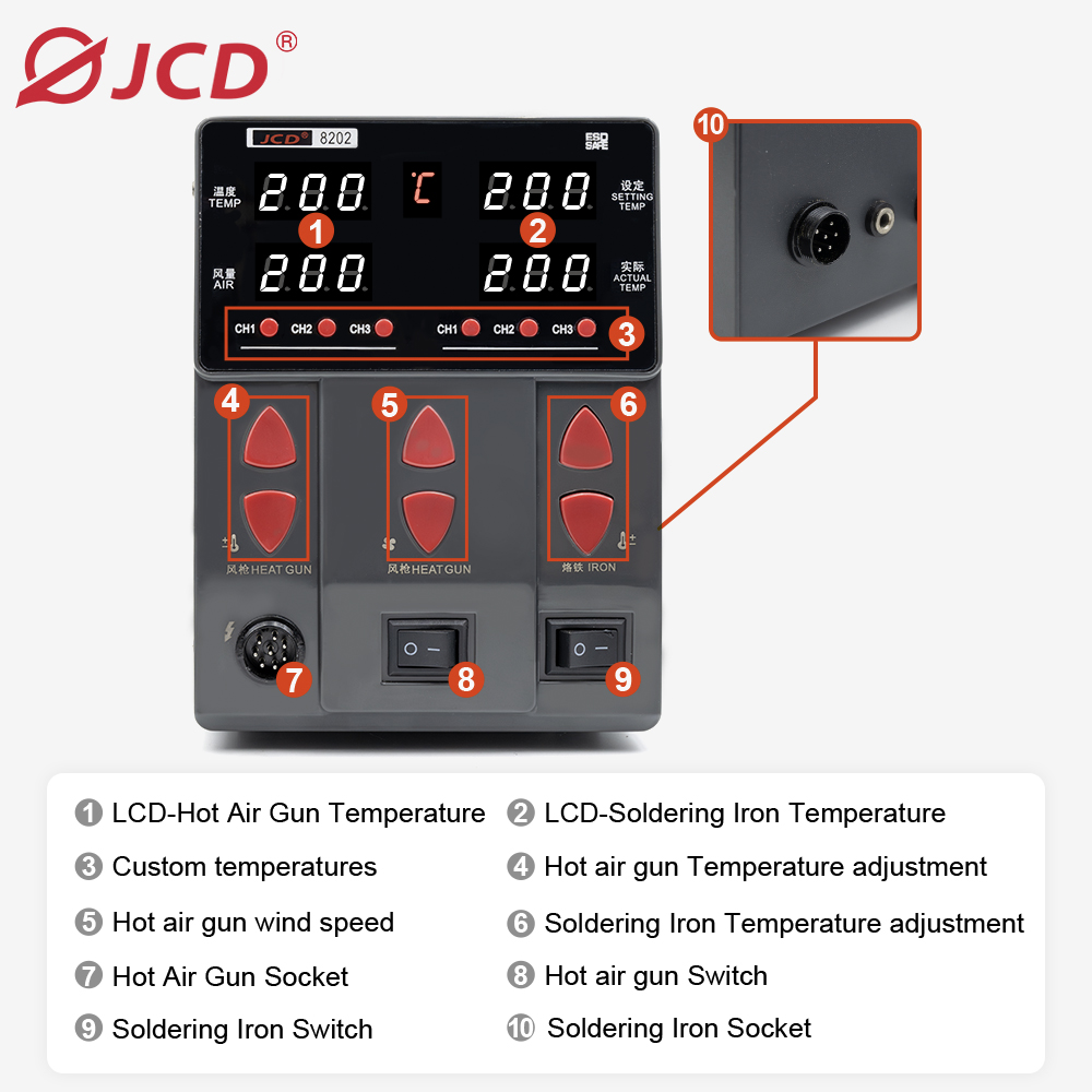 8202 Hot air gun and soldering iron two-in-one soldering station 6974865219676/6974865219683/6974865219690/6974865219706