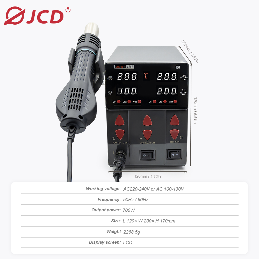 8202 Hot air gun and soldering iron two-in-one soldering station 6974865219676/6974865219683/6974865219690/6974865219706