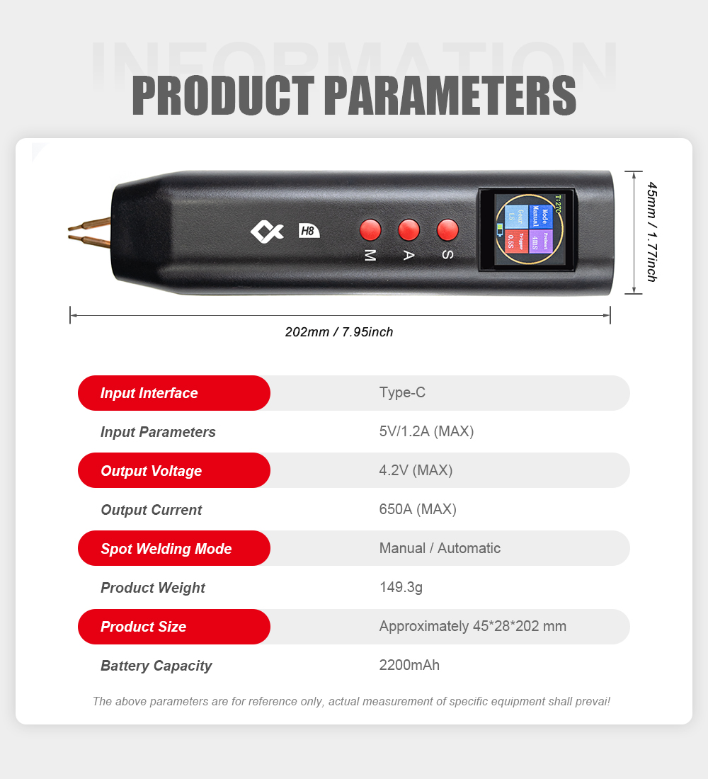 H8-Nist6mm-10m Handheld color screen spot welder 6974865243626