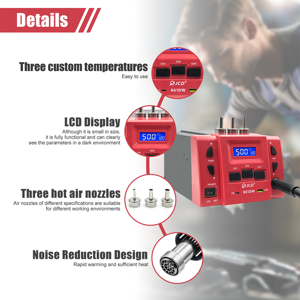 861DW-10TK Hot air soldering station 6974865234686/6974865234693