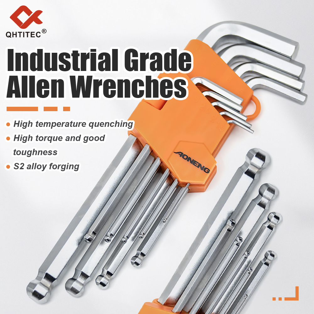 AN-91-109-B 9-piece set of extended ball-end Allen wrenches with steel balls (extended version)