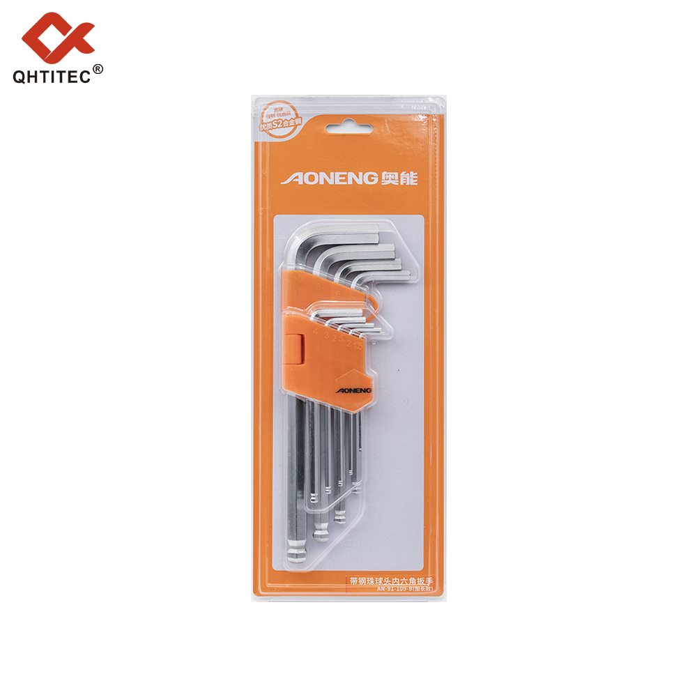 AN-91-109-B 9-piece set of extended ball-end Allen wrenches with steel balls (extended version)