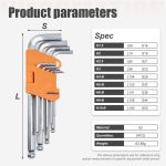 AN-91-109-B 9-piece set of extended ball-end Allen wrenches with steel balls (extended version)