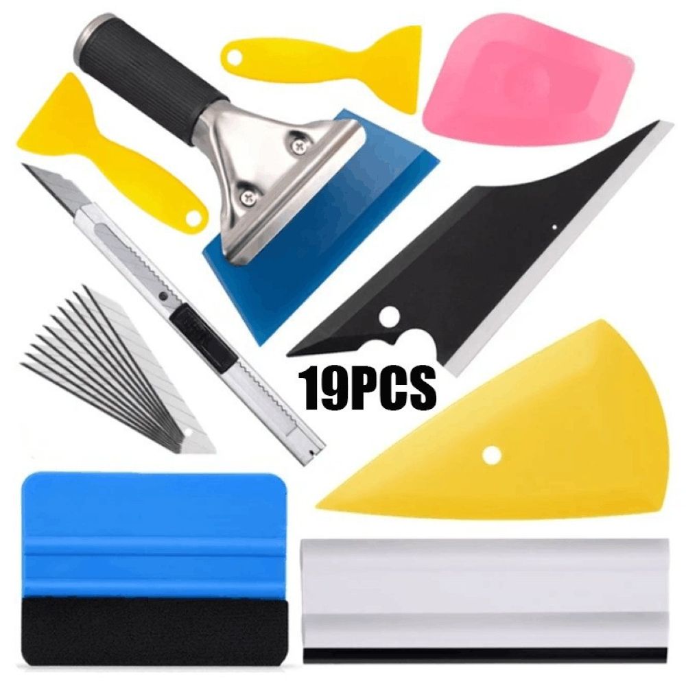ZYQ25062510-5set  Special tools for applying car window tinting film: hard rubber scraper and soft rubber tool set