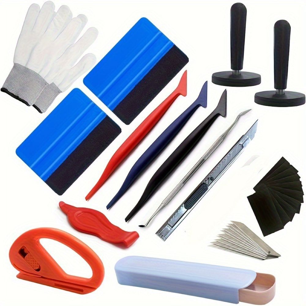 ZYQ25062515-2Qset  Car window tinting tool kit: edge trimming tool, edge sealing tool, squeegee, color change film trimming tool.