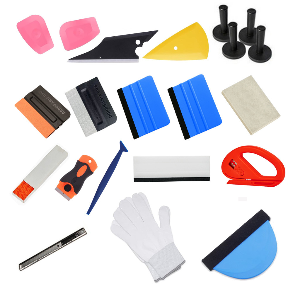 ZYQ25062521-2set Car window tinting tool kit: edge trimming tool, edge sealing tool, squeegee, color change film trimming tool.