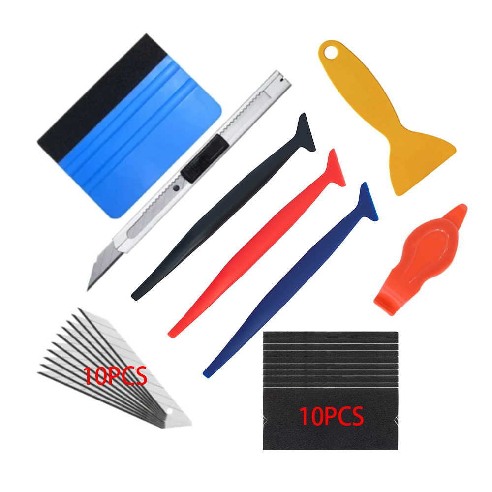 ZYQ2506259-1set  Car window tinting tool kit: edge trimming tool, edge sealing tool, squeegee, color change film trimming tool.